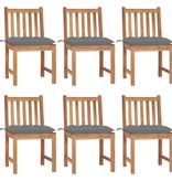 VidaXL Tuinstoelen 6 st met kussens massief teakhout