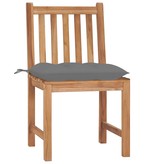 VidaXL Tuinstoelen 6 st met kussens massief teakhout