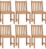 VidaXL Tuinstoelen 6 st met kussens massief teakhout