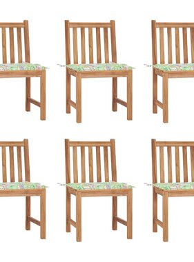 VidaXL Tuinstoelen 6 st met kussens massief teakhout