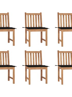 VidaXL Tuinstoelen 6 st met kussens massief teakhout