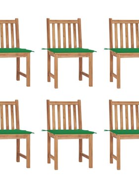 VidaXL Tuinstoelen 6 st met kussens massief teakhout