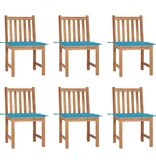 VidaXL Tuinstoelen 6 st met kussens massief teakhout