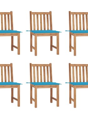 VidaXL Tuinstoelen 6 st met kussens massief teakhout