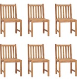 VidaXL Tuinstoelen 6 st met kussens massief teakhout
