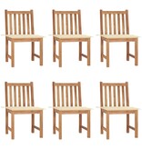 VidaXL Tuinstoelen 6 st met kussens massief teakhout