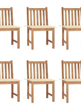 VidaXL Tuinstoelen 6 st met kussens massief teakhout