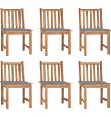 VidaXL Tuinstoelen 6 st met kussens massief teakhout