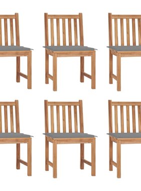 VidaXL Tuinstoelen 6 st met kussens massief teakhout
