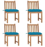 VidaXL Tuinstoelen 4 st met kussens massief teakhout