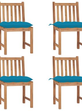VidaXL Tuinstoelen 4 st met kussens massief teakhout