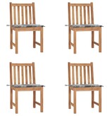 VidaXL Tuinstoelen 4 st met kussens massief teakhout
