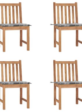 VidaXL Tuinstoelen 4 st met kussens massief teakhout