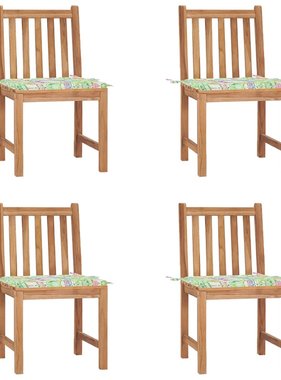 VidaXL Tuinstoelen 4 st met kussens massief teakhout