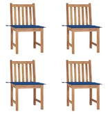 VidaXL Tuinstoelen 4 st met kussens massief teakhout