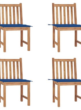 VidaXL Tuinstoelen 4 st met kussens massief teakhout