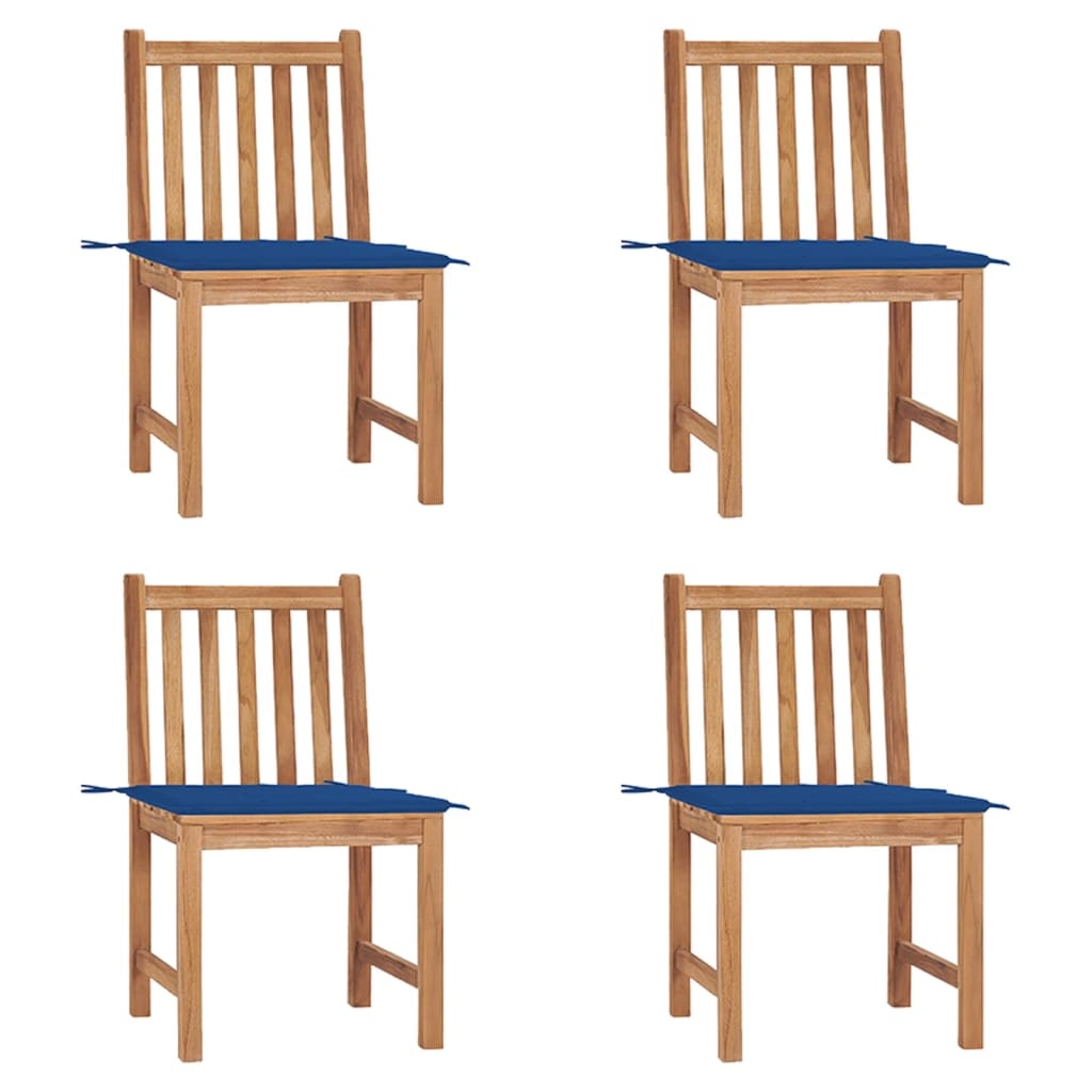 VidaXL Tuinstoelen 4 st met kussens massief teakhout