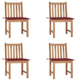 VidaXL Tuinstoelen 4 st met kussens massief teakhout