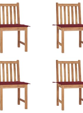 VidaXL Tuinstoelen 4 st met kussens massief teakhout