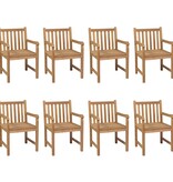 VidaXL Tuinstoelen 8 st met groene kussens massief teakhout