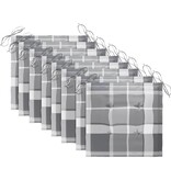 VidaXL Tuinstoelen 8 st met grijs geruite kussens massief teakhout