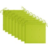 VidaXL Tuinstoelen 8 st met heldergroene kussens massief teakhout