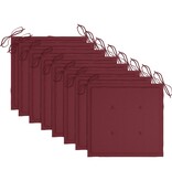 VidaXL Tuinstoelen 8 st met wijnrode kussens massief teakhout