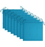 VidaXL Tuinstoelen 8 st met blauwe kussens massief teakhout