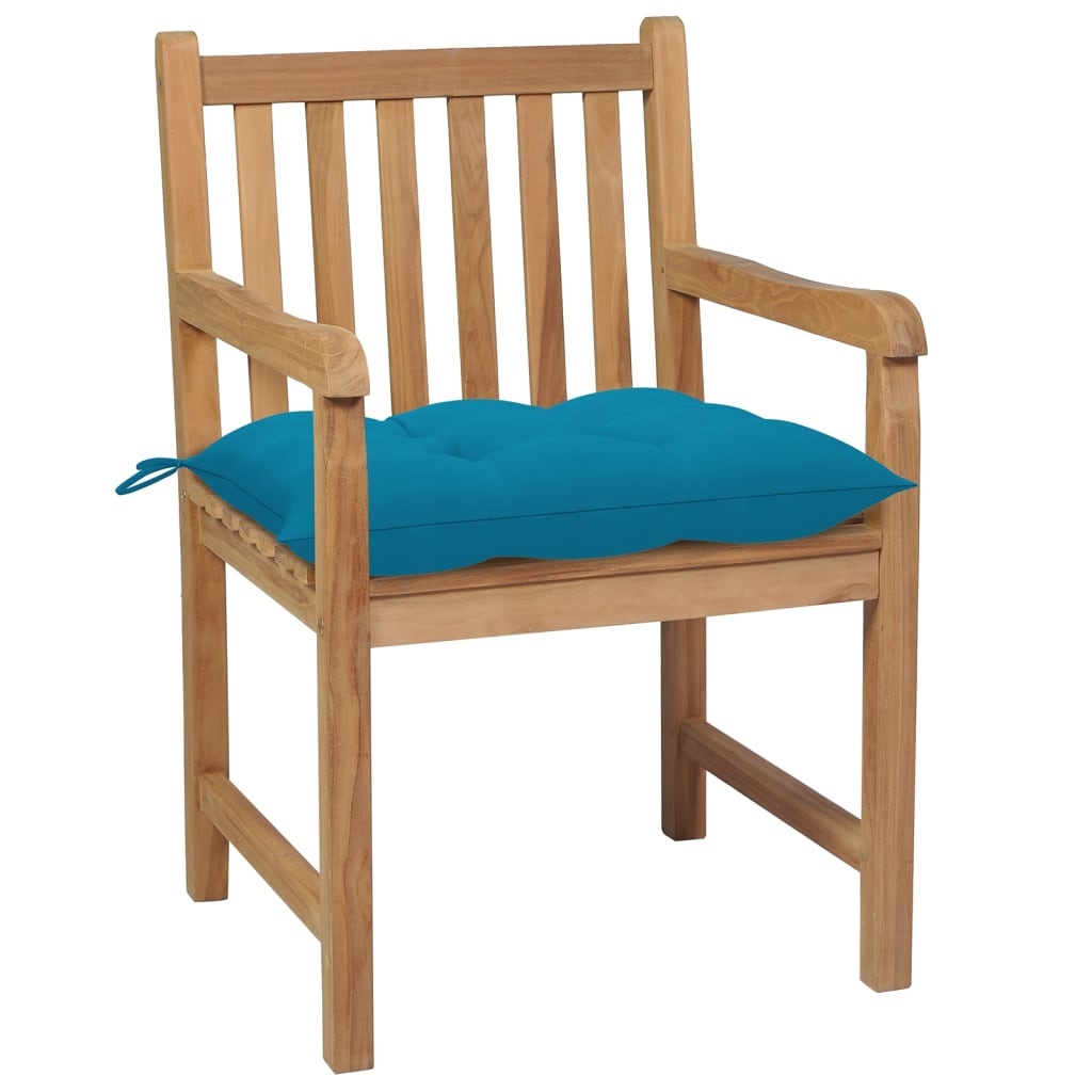 VidaXL Tuinstoelen 6 st met lichtblauwe kussens massief teakhout