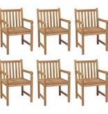 VidaXL Tuinstoelen 6 st met crèmewitte kussens massief teakhout