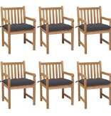VidaXL Tuinstoelen 6 st met antracietkleurige kussens massief teakhout