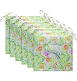 VidaXL Tuinstoelen 6 st met bladpatroon kussens massief teakhout