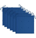 VidaXL Tuinstoelen 6 st met koningsblauwe kussens massief teakhout