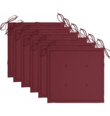 VidaXL Tuinstoelen 6 st met wijnrode kussens massief teakhout