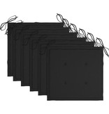 VidaXL Tuinstoelen 6 st met zwarte kussens massief teakhout