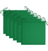 VidaXL Tuinstoelen 6 st met groene kussens massief teakhout