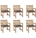 VidaXL Tuinstoelen 6 st met antracietkleurige kussens massief teakhout