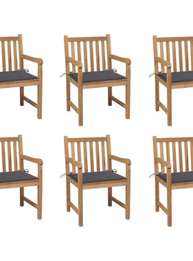 VidaXL Tuinstoelen 6 st met antracietkleurige kussens massief teakhout