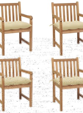 VidaXL Tuinstoelen 4 st met crèmewitte kussens massief teakhout