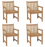 VidaXL Tuinstoelen 4 st met crèmewitte kussens massief teakhout