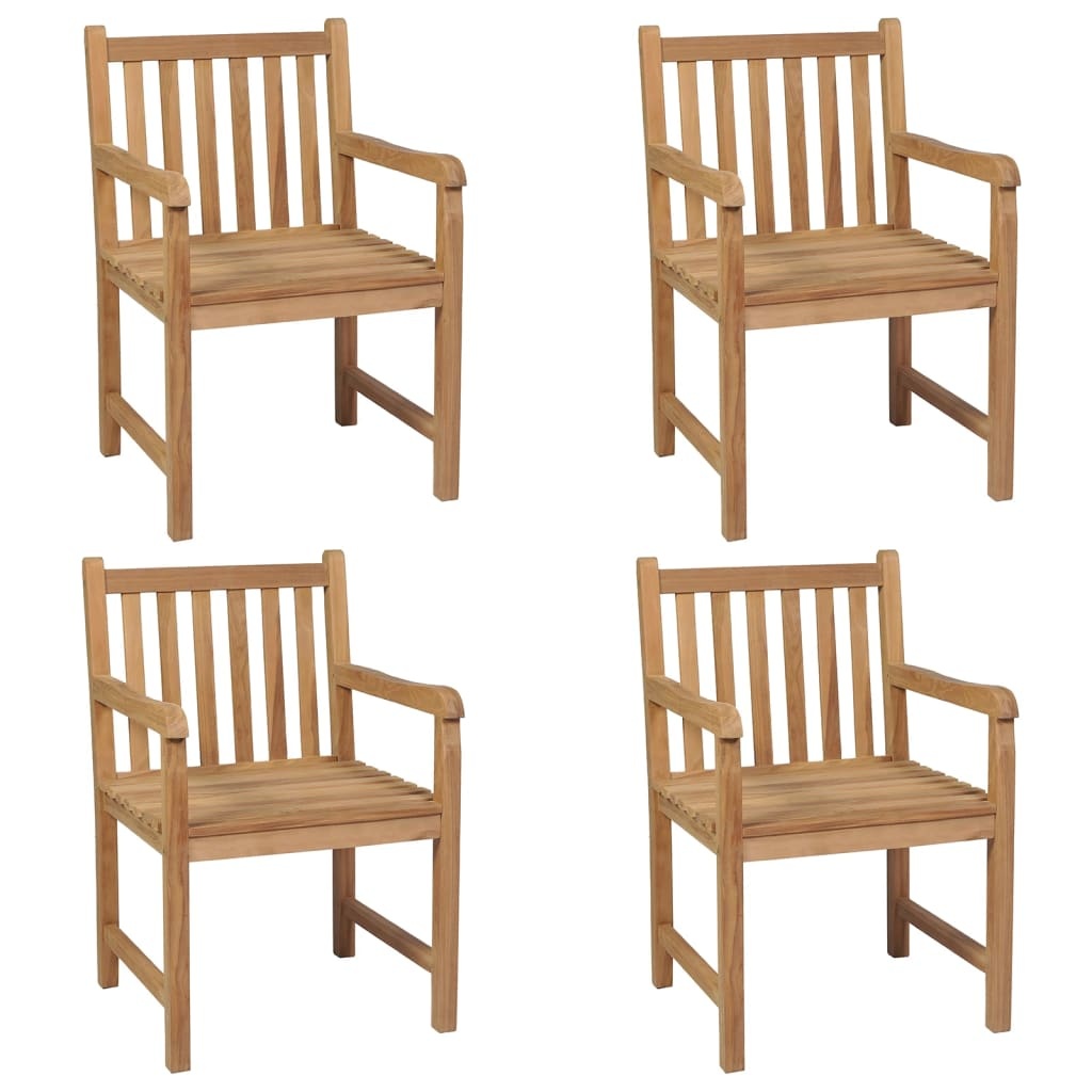 VidaXL Tuinstoelen 4 st met crèmewitte kussens massief teakhout