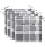 VidaXL Tuinstoelen 4 st met grijs geruite kussens massief teakhout