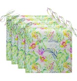 VidaXL Tuinstoelen 4 st met bladpatroon kussens massief teakhout