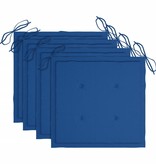 VidaXL Tuinstoelen 4 st met koningsblauwe kussens massief teakhout