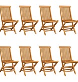 VidaXL Tuinstoelen 8 st met groene kussens massief teakhout
