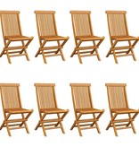 VidaXL Tuinstoelen 8 st met crèmewitte kussens massief teakhout