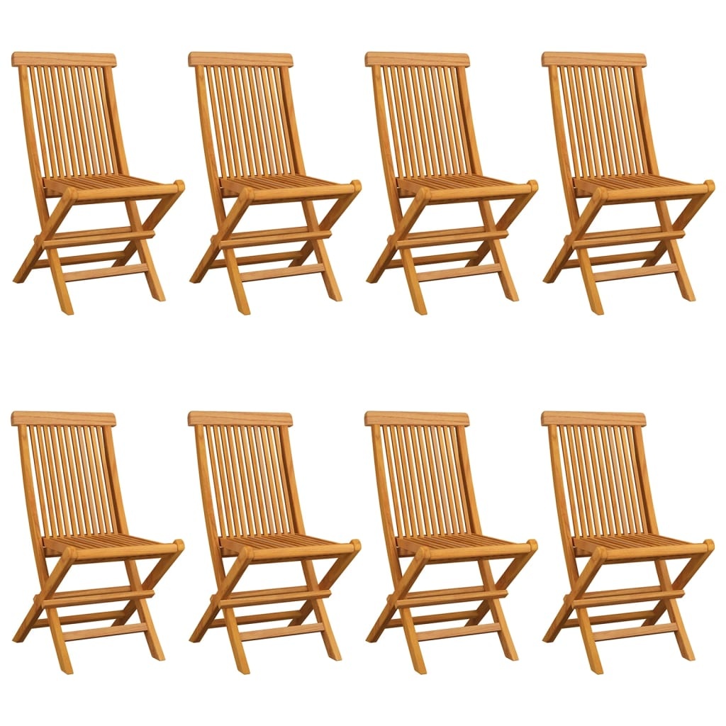VidaXL Tuinstoelen 8 st met crèmewitte kussens massief teakhout