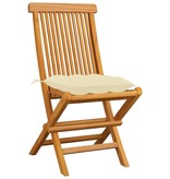 VidaXL Tuinstoelen 8 st met crèmewitte kussens massief teakhout