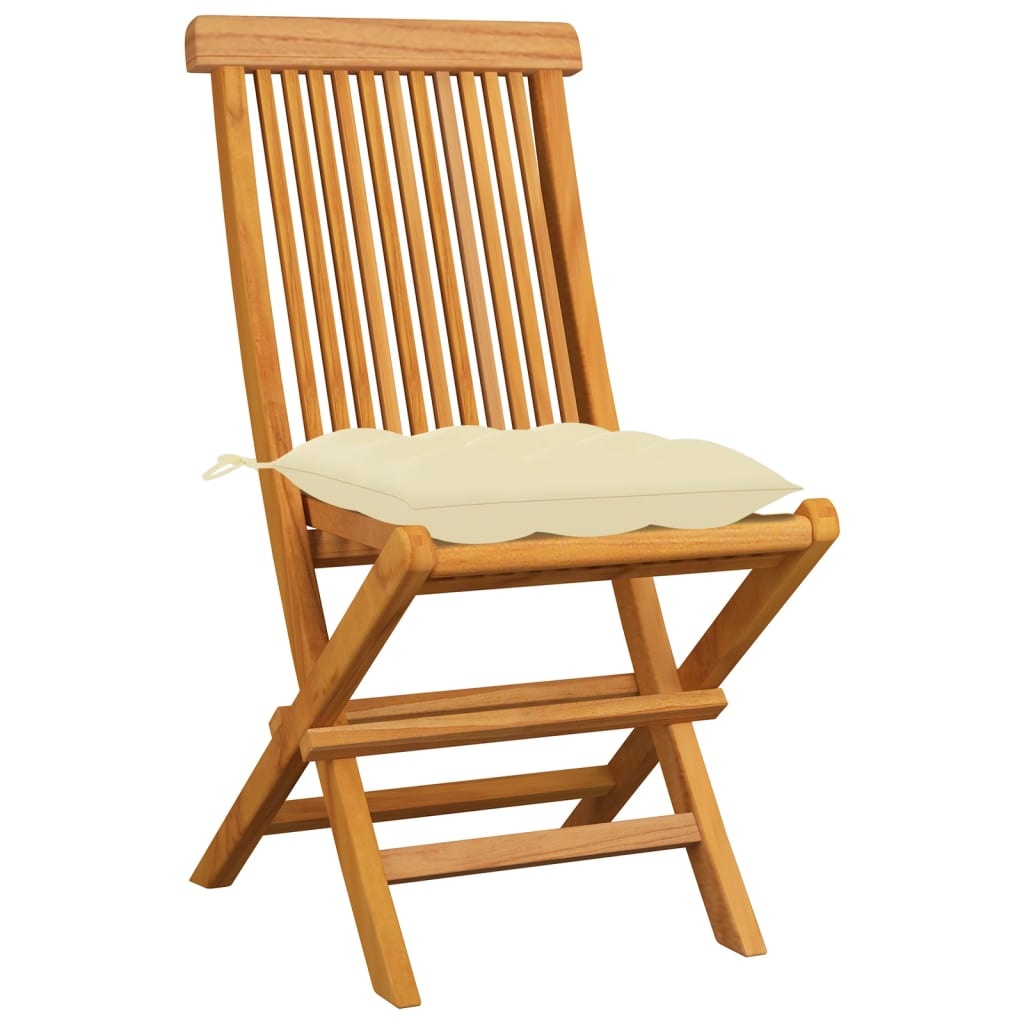 VidaXL Tuinstoelen 8 st met crèmewitte kussens massief teakhout