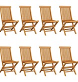 VidaXL Tuinstoelen 8 st met grijze kussens massief teakhout
